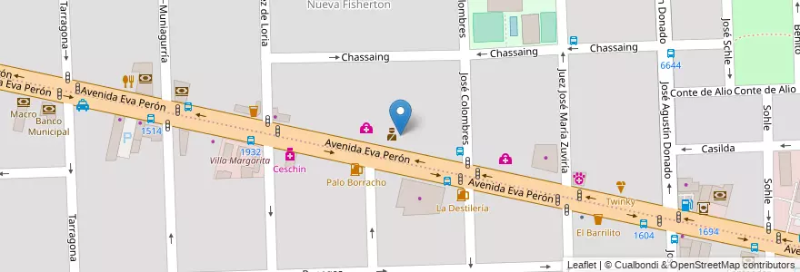 Mapa de ubicacion de La Empanadería en アルゼンチン, サンタフェ州, Departamento Rosario, Municipio De Rosario, ロサリオ.