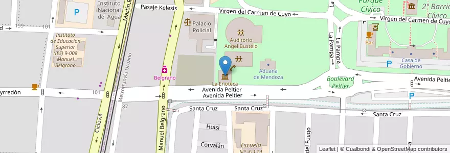 Mapa de ubicacion de La Enoteca en アルゼンチン, チリ, メンドーサ州, Departamento Capital, Sección 2ª Barrio Cívico, Ciudad De Mendoza.