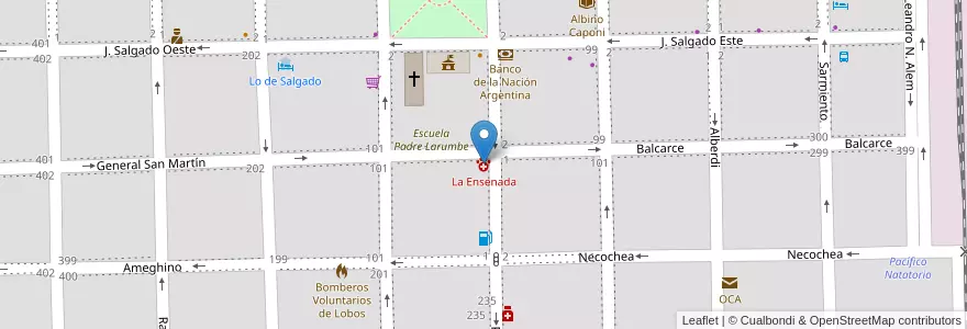 Mapa de ubicacion de La Ensenada en Argentinië, Buenos Aires, Partido De Lobos, Lobos.