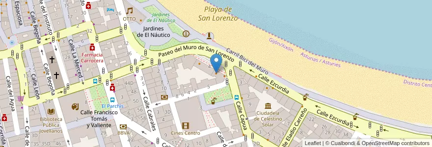 Mapa de ubicacion de La Escalerona en スペイン, アストゥリアス州, アストゥリアス州, Gijón/Xixón.