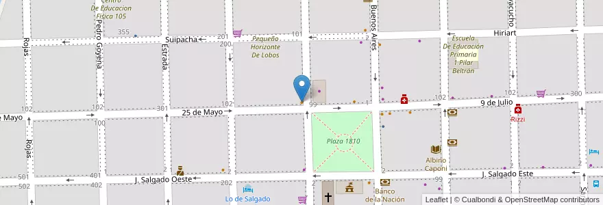 Mapa de ubicacion de La Esquina en Arjantin, Buenos Aires, Partido De Lobos, Lobos.