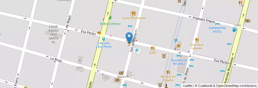 Mapa de ubicacion de La Esquina Bar en آرژانتین, سانتافه, Departamento La Capital, Santa Fe Capital, سانتافه.