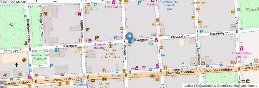 Mapa de ubicacion de La Esquina de Anibal Troilo, Recoleta en Arjantin, Ciudad Autónoma De Buenos Aires, Comuna 2, Comuna 1, Buenos Aires.