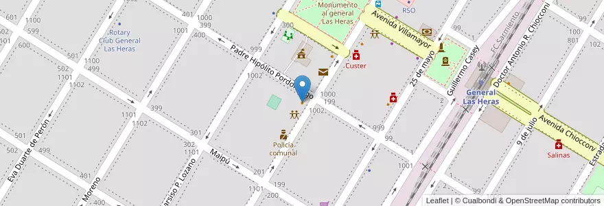 Mapa de ubicacion de La esquina de la pizza en Arjantin, Buenos Aires, Partido De General Las Heras, General Las Heras.