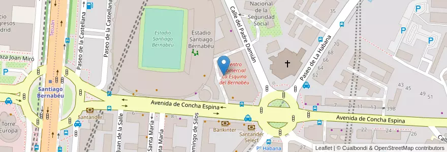Mapa de ubicacion de La Esquina del Bernabéu en Spagna, Comunidad De Madrid, Comunidad De Madrid, Área Metropolitana De Madrid Y Corredor Del Henares, Madrid.