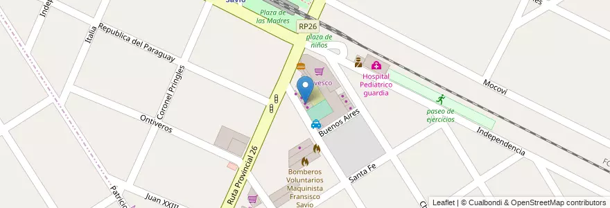 Mapa de ubicacion de la esquina muebles II en الأرجنتين, بوينس آيرس, Partido De Escobar, Maquinista Savio.