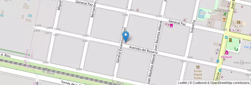 Mapa de ubicacion de La Estaca en Argentinien, Santa Fe, Departamento Rosario, Municipio De Funes, Funes.