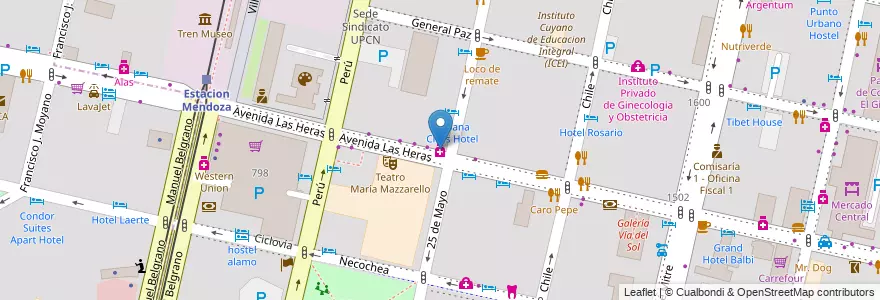 Mapa de ubicacion de La Estacion en Argentina, Chile, Mendoza, Departamento Capital, Ciudad De Mendoza.