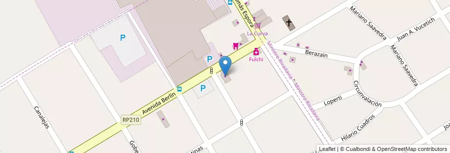 Mapa de ubicacion de La Estación la Curva en アルゼンチン, ブエノスアイレス州, Partido De Almirante Brown, Longchamps.