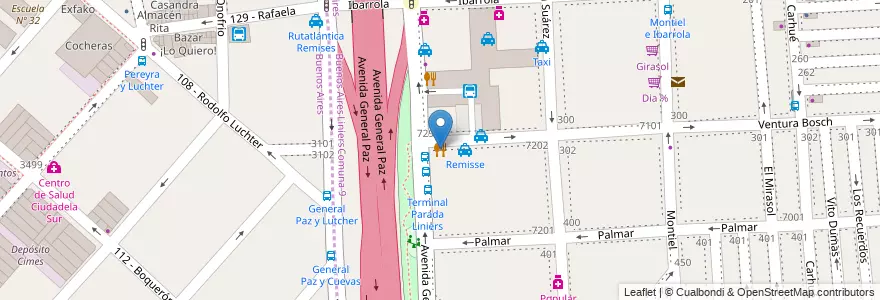 Mapa de ubicacion de La Estacion, Liniers en Argentinië, Ciudad Autónoma De Buenos Aires, Buenos Aires, Partido De Tres De Febrero.