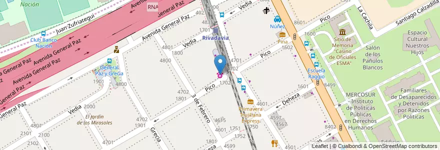 Mapa de ubicacion de La Estación, Nuñez en الأرجنتين, Ciudad Autónoma De Buenos Aires, Buenos Aires, Comuna 13.