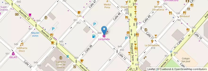 Mapa de ubicacion de La Estrella, Casco Urbano en Arjantin, Buenos Aires, Partido De La Plata, La Plata.