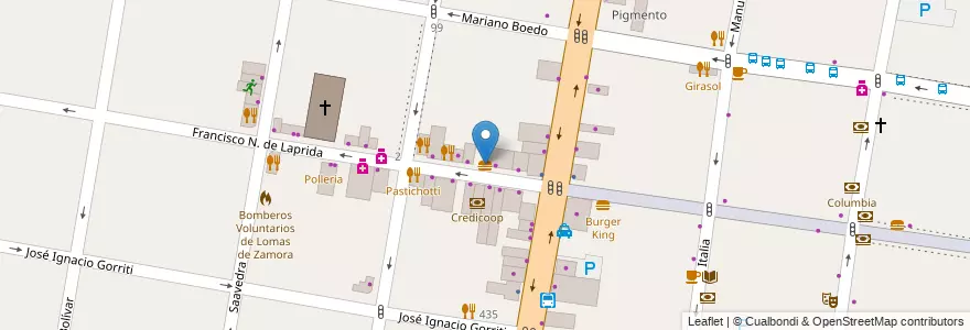 Mapa de ubicacion de La Fabrica de Pizzas en Argentina, Buenos Aires, Partido De Lomas De Zamora, Lomas De Zamora.
