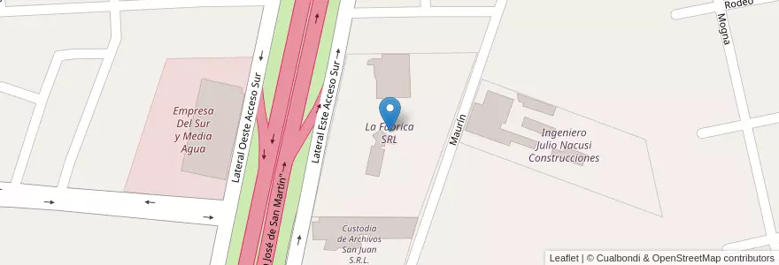 Mapa de ubicacion de La Fabrica SRL en 아르헨티나, San Juan, 칠레, Rawson.