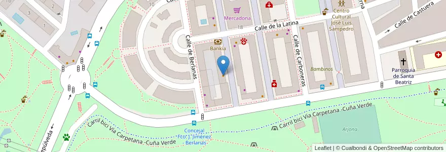Mapa de ubicacion de La Famiglia en Испания, Мадрид, Мадрид, Área Metropolitana De Madrid Y Corredor Del Henares, Мадрид.