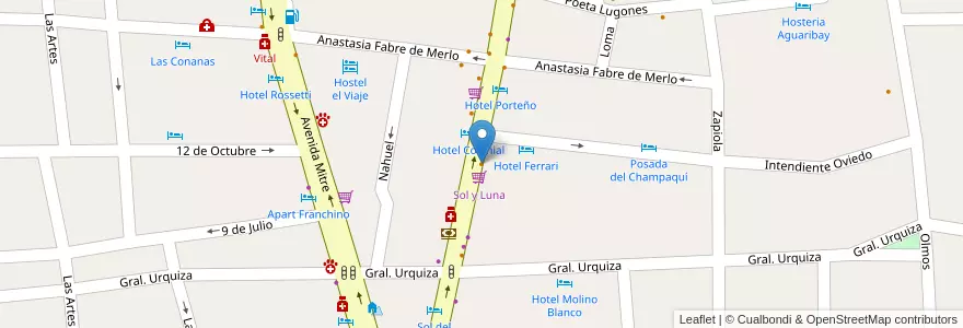 Mapa de ubicacion de La Familia del Sandwich en Argentinien, Provinz Córdoba, Departamento San Alberto, Pedanía Tránsito, Mina Clavero, Municipio De Mina Clavero.
