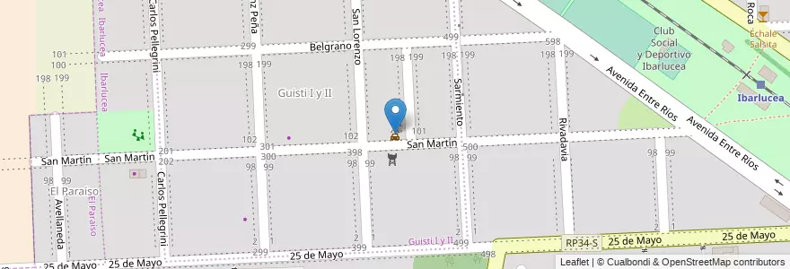 Mapa de ubicacion de La Familia en Arjantin, Santa Fe, Departamento Rosario, Municipio De Ibarlucea, Ibarlucea.