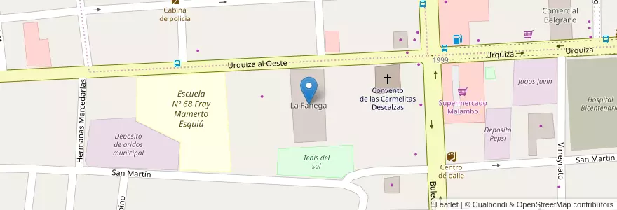 Mapa de ubicacion de La Fanega en アルゼンチン, エントレ・リオス州, Departamento Gualeguaychú, Gualeguaychú, Gualeguaychú, Distrito Costa Uruguay Sur.