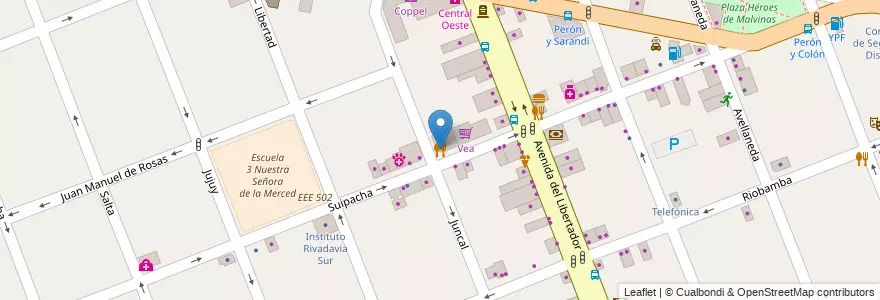 Mapa de ubicacion de La Farola Express en الأرجنتين, بوينس آيرس, Partido De Merlo, Merlo.