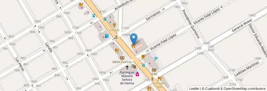 Mapa de ubicacion de La Farola Express en アルゼンチン, ブエノスアイレス州, Partido De San Isidro, Martínez.