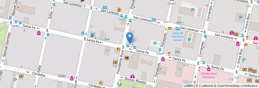 Mapa de ubicacion de La Fazenda en Аргентина, Санта-Фе, Departamento Rosario, Municipio De Rosario, Росарио.