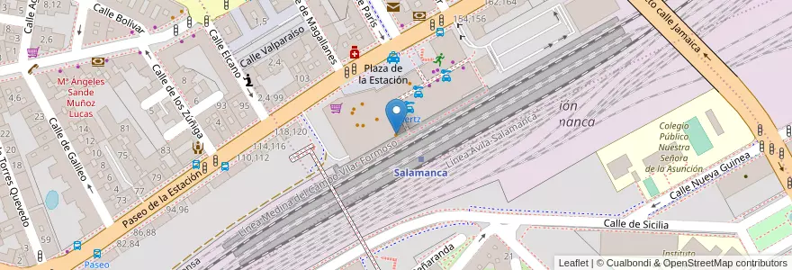 Mapa de ubicacion de La Fonda de la Estación en إسبانيا, قشتالة وليون, شلمنقة, دائرة شلمنقة, شلمنقة.