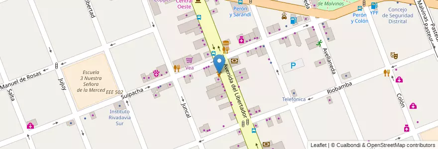 Mapa de ubicacion de La Fontana Di Trevi en Arjantin, Buenos Aires, Partido De Merlo, Merlo.