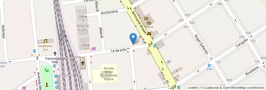 Mapa de ubicacion de La Fronterita en アルゼンチン, ブエノスアイレス州, Partido De Lomas De Zamora, Temperley.