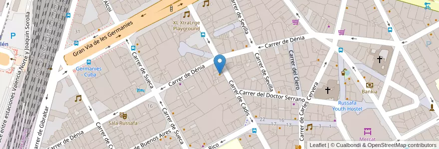 Mapa de ubicacion de La Fusteria.RSF en Spanien, Valencianische Gemeinschaft, Valencia, Comarca De València, Valencia.