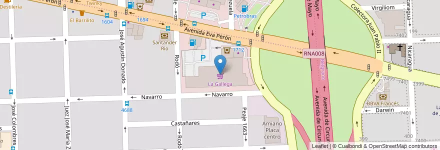 Mapa de ubicacion de La Gallega en Arjantin, Santa Fe, Departamento Rosario, Municipio De Rosario, Rosario.