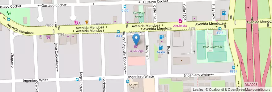 Mapa de ubicacion de La Gallega en Arjantin, Santa Fe, Departamento Rosario, Municipio De Rosario, Rosario.
