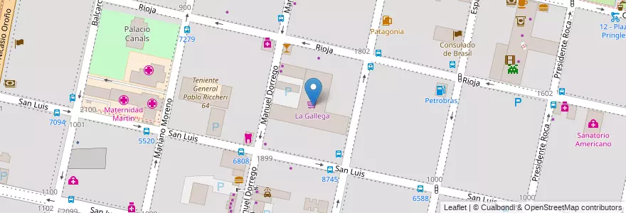 Mapa de ubicacion de La Gallega en Argentinië, Santa Fe, Departamento Rosario, Municipio De Rosario, Rosario.