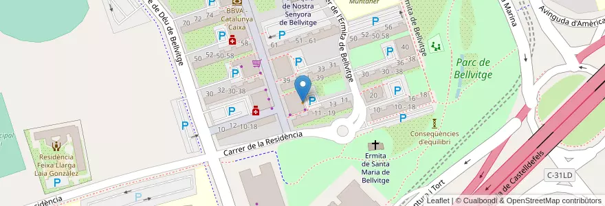 Mapa de ubicacion de La gallina alegre en Испания, Каталония, Барселона, Барселонес, Оспиталет-Де-Льобрегат.