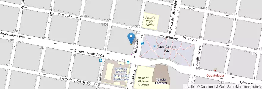 Mapa de ubicacion de La ginda en アルゼンチン, コルドバ州, Departamento San Justo, Pedanía Juárez Celman, Municipio De San Francisco, San Francisco.