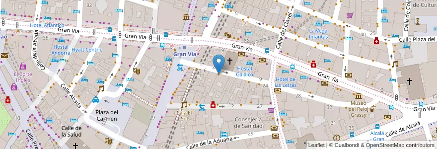 Mapa de ubicacion de La Gloria de Montera en 西班牙, Comunidad De Madrid, Comunidad De Madrid, Área Metropolitana De Madrid Y Corredor Del Henares, Madrid.