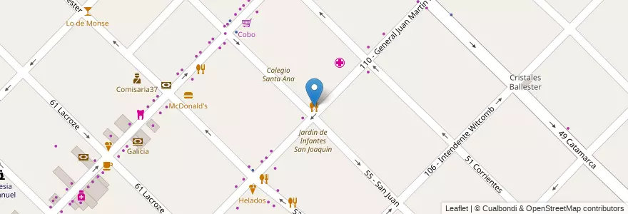Mapa de ubicacion de La Glosieta de Pato en アルゼンチン, ブエノスアイレス州, Partido De General San Martín, Villa Ballester.