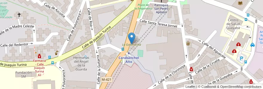 Mapa de ubicacion de La Golondrina en 西班牙, Comunidad De Madrid, Comunidad De Madrid, Área Metropolitana De Madrid Y Corredor Del Henares, Madrid.