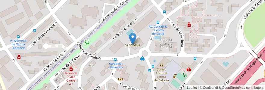 Mapa de ubicacion de La Góndola en إسبانيا, منطقة مدريد, منطقة مدريد, Área Metropolitana De Madrid Y Corredor Del Henares, مدريد.