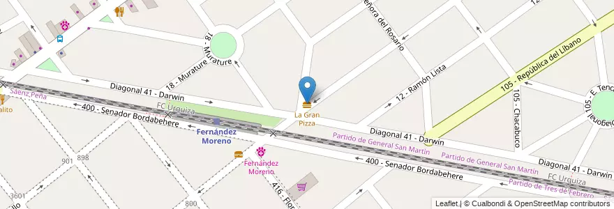 Mapa de ubicacion de La Gran Pizza en الأرجنتين, بوينس آيرس, Partido De General San Martín.