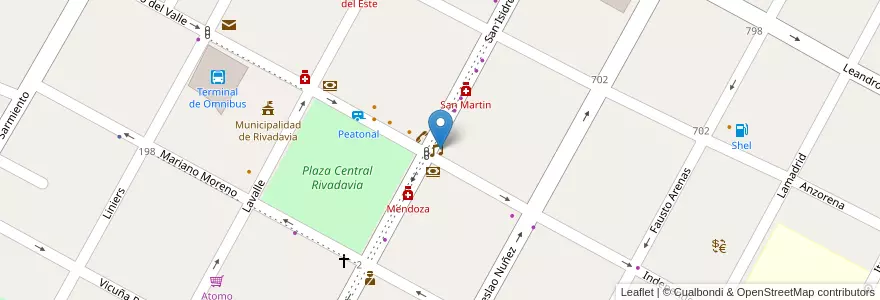Mapa de ubicacion de La guapa en الأرجنتين, تشيلي, Mendoza, Departamento Rivadavia, Distrito Ciudad De Rivadavia.