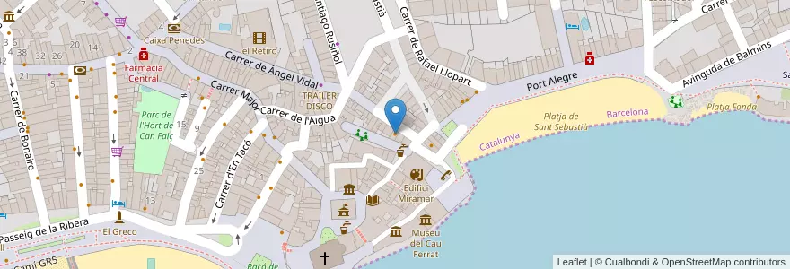 Mapa de ubicacion de La Guineu en Испания, Каталония, Барселона, Гарраф, Sitges.