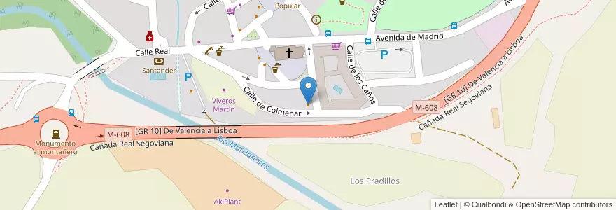 Mapa de ubicacion de La Huerta en Испания, Мадрид, Мадрид, Cuenca Alta Del Manzanares, Manzanares El Real.