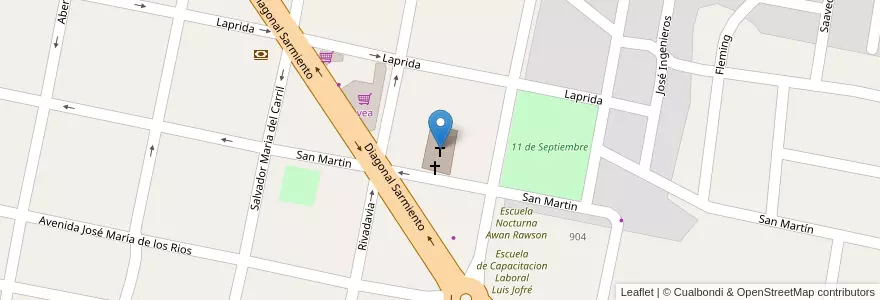 Mapa de ubicacion de La Iglesia de Jesucristo de los Santos de los Últimos Días en 아르헨티나, San Juan, 칠레, Caucete.