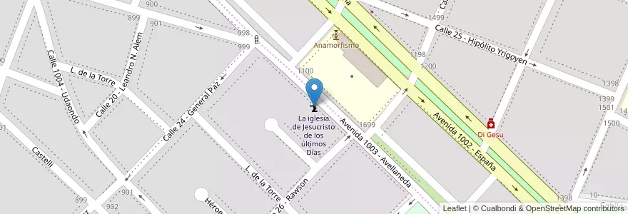 Mapa de ubicacion de La iglesia de Jesucristo de los ultimos Dias en Argentina, Buenos Aires, Partido De Luján.