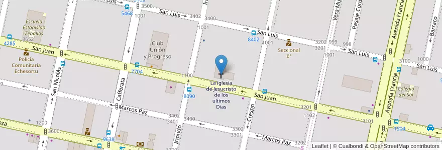 Mapa de ubicacion de La iglesia de Jesucristo de los ultimos Dias en Argentina, Santa Fe, Departamento Rosario, Municipio De Rosario, Rosário.