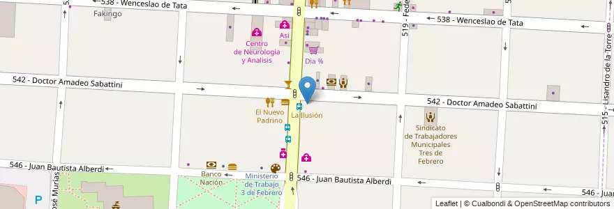 Mapa de ubicacion de La Ilusión en Argentine, Province De Buenos Aires, Partido De Tres De Febrero, Caseros.
