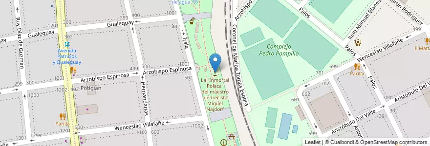 Mapa de ubicacion de La “Inmortal Polaca” del maestro ajedrecista Miguel Najdorf, Boca en 아르헨티나, Ciudad Autónoma De Buenos Aires, Comuna 4, 부에노스아이레스.