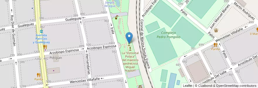 Mapa de ubicacion de La “Inmortal Polaca” del maestro ajedrecista Miguel Najdorf, Boca en Argentinien, Ciudad Autónoma De Buenos Aires, Comuna 4, Buenos Aires.