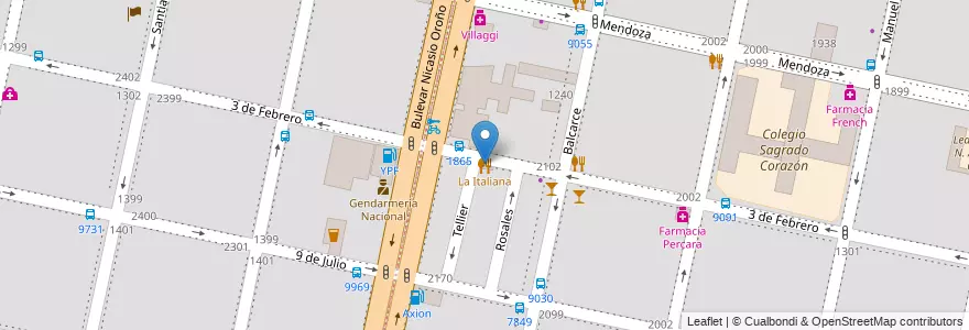 Mapa de ubicacion de La Italiana en الأرجنتين, سانتا في, Departamento Rosario, Municipio De Rosario, روساريو.