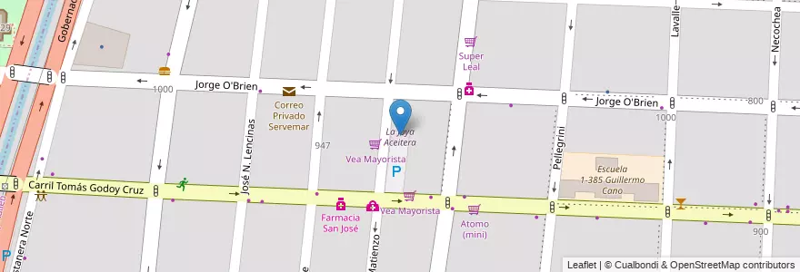 Mapa de ubicacion de La Joya Aceitera en 阿根廷, 智利, Mendoza, Departamento Guaymallén, Distrito San José.